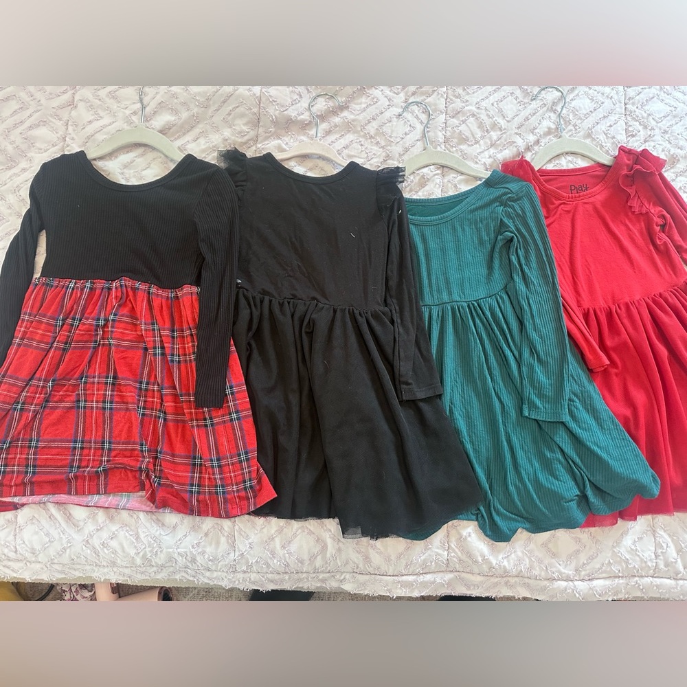 Little Sleepies Girls Mixed Dress Lot - Red, Black, Green